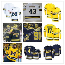 Custom Michigan Wolverines Stitched Hockey Jersey 34 Thomas Bordeleau 37 Jack Leavy 43 Luke Hughes 51 Garrett Van Wyhe 55 Jake Gingell 56 Dylan Duke 71 Nick Granowicz