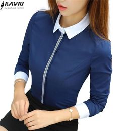 New Fashion Women Cotton Shirt Spring Formal Elegant Blouse Office Ladies Work Wear Plus Size Tops 210323