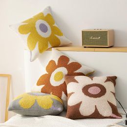 Cushion/Decorative Pillow Soft Cute Flowers Three-dimensional Half Fleece Pillowcase Sofa Cushion Knitted Cushions Bedroom Home Textile Prod