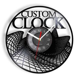 Custom Vinyl Record Wall Clock Custom Order Your design Your Your Personal Personalised Vinyl Wall Clock Watches 211110