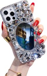 Diamond Cell Phone Cases with Mirror for iPhone 14 11 12 13 Pro Max Xr X 7 8Plus Acrylic Hard Bling Cover