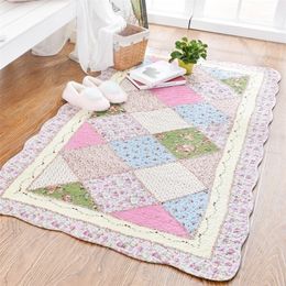 Carpet Soft Quilting Seam Handmade Patchwork Cotton Quality Non-slip Floor Mat Living Room Doormat Area Rugs 220301