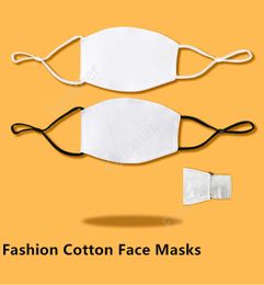 Adult Kids Blank Sublimation Face Masks With Philtre Pocket Can Put PM2.5 Gasket Adjustable Earloop Cotton Mask for Transfer Print DAF378