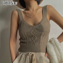 Women Knitting Tank Top Fairy Grunge Diamond Pattern Sweater Crop Tops Summer Sleeveless Skinny Y2K Harajuku Clothing 210709