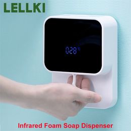 Infrared Foam Soap Dispenser 430ML LED Screen Hand Washing Automatic 1200mAh Smart Home Sanitizer Machine 211206