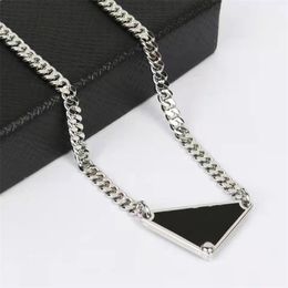 Men Women Designer Necklace Stainless Steel Jewellery Lovers Friendship Personality Inverted Triangle Pendant Black White Exquisite Creativity Silver Necklaces