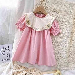 Gooporson Korean Cute Short Sleeve Princess Dress Butterfly Embroidery Kids Dresse for Girls Vestidos Fashion Children Costume 210715