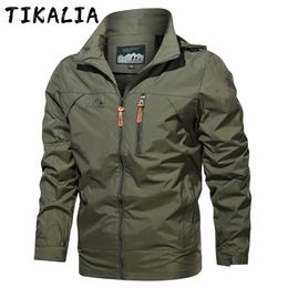 Spring Autumn Men Outdoor Jackets Stand Collar Waterproof Windbreaker With Hood Fashion Outwear Lightweight Breathable Coat 210811
