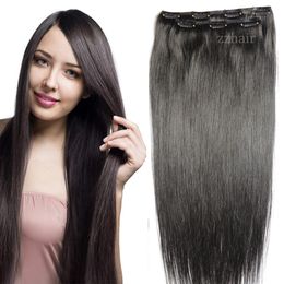 16"-28" 120g Two Piece Set 100% Brazilian Remy Clip-in Human Hair Extensions 2pcs Natural Straight