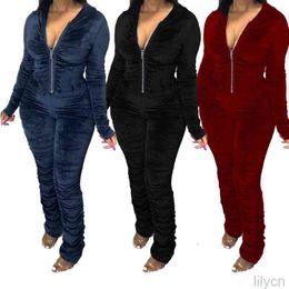 -Recommander Style Solid Color Fashion Pantalon Browncon Pantalon Romper Pour Femmes Jumpsuits de fête d'hiver automne d'automne