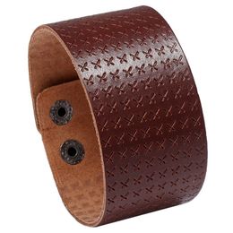 Bangle Jessingshow 2021 Fashion Adjustable Genuine Leather Wristband Wide Punk Style Cool Men Jewelry