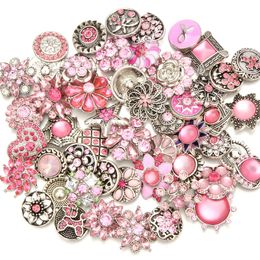 mixture Rhinestone Snap Button Blue Red Pink White Zircon Charms Jewellery findings 18mm Metal Snaps Buttons DIY Bracelet jewellery wholesale