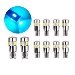 10Pcs/Lot Ice Blue Car Bulbs Canbus T10 W5W 5630 6SMD Led For Auto License Plate Light Clearance Lamp 12V