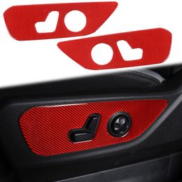 Electric Seat Adjustment Panel Dcoration Sticker For Dodge RAM 1500 18-20 Red Carbon Fibre (Low-profile version)