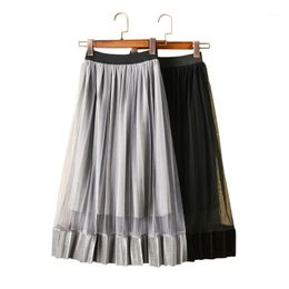 Skirts 2022 Spring Velvet Ankle-length Long Skirt Age For 2-12 Yrs Little Girls Lace Pleated Children Autumn Winter Kids Clothes
