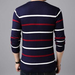 MIACAWOR Wool Sweater Men Striped Knitted Sweaters Pullover Autumn Winter Pull Homme Casual Sueter Masculino Y151 Y0907