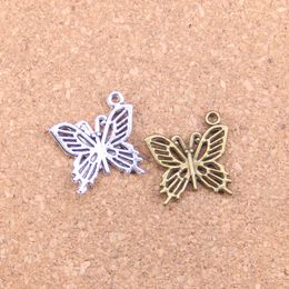 98pcs Antique Silver Bronze Plated hollow butterfly Charms Pendant DIY Necklace Bracelet Bangle Findings 20*19mm