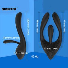 Nxy Cockrings t Shaped Lock Ring Vibrator Sex Toys Anal Plug Prostate Massager Masturbation Device for Men Usb Rechargeable 1210