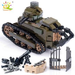 HUIQIBAO 368PCS WW2 Renault FT17 Tank Military Building Blocks Army Soldier Weapon Figures Man Bricks Toys For Children Boys Y1130