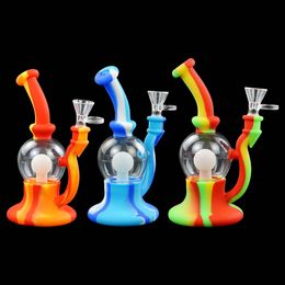 glow dark oil rigs Australia - MOQ=10 Silicone Hookahs tobacco glow in the dark 7.4 inches Smoking Glass Water Bongs oil rigs pipe