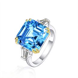 15ct Women Wed Ring 100% Sterling Silver Diamond Ring Yellow Pink Blue White Gemstone Engagement Jewelry Box Packed Size 5-9