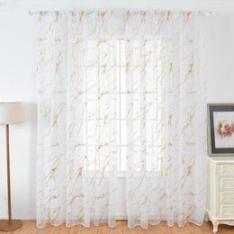 Decoration Fashion Washable Gauze Curtain Golden Silver Marble Patterns (Optional) Simple Terylene For Flat Window & Drapes