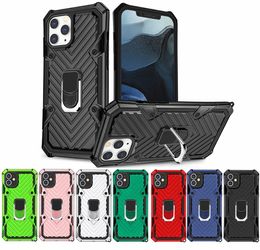 Car Holder Metal Finger Ring Bracket Kickstand phone Cases For Iphone 12 11 XR XS MAX X 8 7 6 SE 2021 Samsung S10 S20 S21 Plus Shockproof Cover