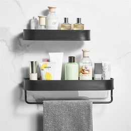 Black 30-50cm Lenght Wall Mounted Bath Towel Bar Holder Storage Rack Hanger For Bathroom Accessories Kitchen Shelves Basket Sets 211112