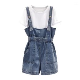 Summer Denim Jumpsuits Short Overalls For Women Casual Cotton Belt Rompers Shorts Playsuits Women's &