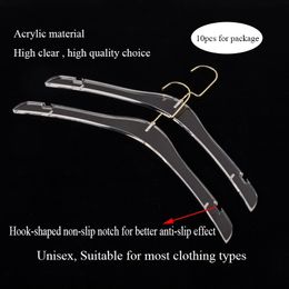 Transparent Fashion clothing hangers 10pcs Wardrobe Storage Woman Bright Clear Plastic Plus size clothes hanger for DIY 210318