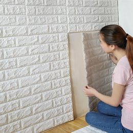 Wallpapers 70x77cm PE Foam 3D Wall Stickers Safty Home Decor Wallpaper DIY Brick Living Room Kids Bedroom Decorative Sticker