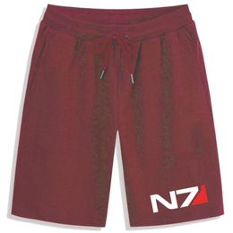 Men's Shorts Summer Mass Effect N7 Logo Print Custom Made Brand Solid Color Man Loose Comfortable Leisure Formal Men Short