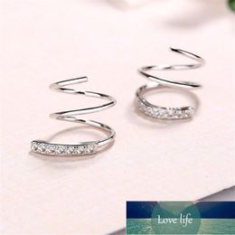 Gothic Personality Earrings Woman Double Layers Wave Spring Pave Stones Safety Pin Stud Earrings SE763