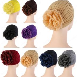 Women Hijab Large Flower Stretch Scarf Hat Lady Elegant Fashion Hair Accessories Chemo Hat Women Turban Bandanas