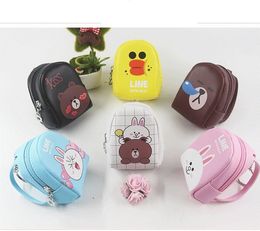 Casual Cartoon Mini Backpack zipper Coin Bag Women Small Wallet mix Colour Fashion Pu Keychain Purses Student Kid Cute Headphone Money Hand Pouch