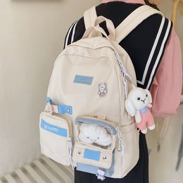 Backpack Women Cute Laptop College Student School Bag Kawaii Fashion Book Female Girl Harajuku Set Sac Transparent