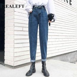 Harem Pants Vintage High Waist Jeans Woman Boyfriends Women's Full Length Cowboy Denim 210428