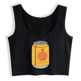 Crop Top Women Japanese Peach Soft Drink Aesthetic Harajuku Tank Top Women Vintage Women Clothes X0507