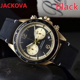 Full Functional Japan Quartz movement Chronograph Belt Ros Brand watch leather five stitches series All the dials work Luxury Men stopwatch gifts wristwatch