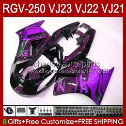 Body Kit For SUZUKI RGVT purple flames RGV 250 CC RGV250 SAPC VJ23 Cowling RGV-250CC RVG250 250CC 97 98 Bodywork 107HC.179 RGVT-250 VJ 23 RGV-250 Panel 1997 1998 Fairings