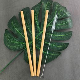 3Pcs/Set Natural Bamboo Straw Reusable Drinking Straws with Case + Clean Brush Eco-friendly Bamboo Straws Bar Tools