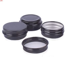 15g Empty Mini Black Aluminium Cream Jar Nail Art Makeup Cosmetic Metal Tins Containers LX1296good qty