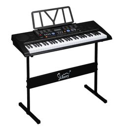 -Glarry 61 clés portables portables Keyboards électroniques piano avec piano stand haut-parleurs microphone Microphone Music Repose écran LCD écran USB Modes d'enseignement pour débutants Noir