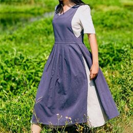 Split Legs Long Cotton Apron Florist Artist Painter Craft Work Wear Waitress Cafe Barista Pastry Chef Catering Event Uniform B77 211222