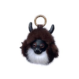 Key Holder Real Mink KeyChain For Women Girls Soft Fur Farm Animal Purse Handbag Backpack Charm Decorative Toy