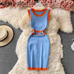 Women Knitted Mini Short Dress Summer Arrival Fashion Dresses Chic Korean Bodycon Sleeveless Tank Vestidos 210601