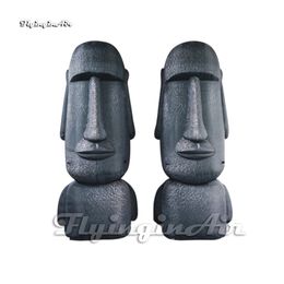 Museum Decorative Advertising Inflatable Cartoon Moai 3m Height Full Printing Air Blown Balloon Model Easter Island Stone Statue Replica For Park Decoration