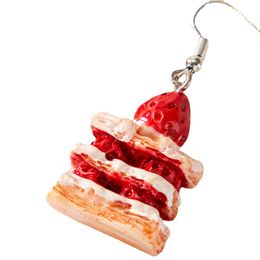 Kawaii Woman Strawberry Cake Charm Earrings Resin Handmade Cute Girl Sweet Creative watermelon Food Drop Earring Ear Jewellery Gifts