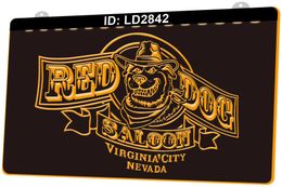 LD2842 Red Dog Saloon Virginia City Nevada 3D Engraving LED Light Sign Wholesale Retail