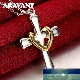 925 Silver Heart Cross Pendant Necklace For Women Men Fashion Silver Necklaces Jewellery Factory price expert design Quality Latest Style Original Status